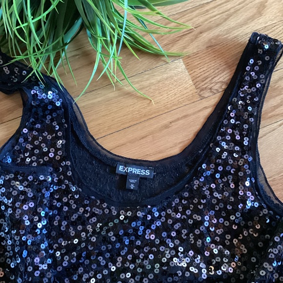 Express Black Sequins Crop Tank - Picture 4 of 4